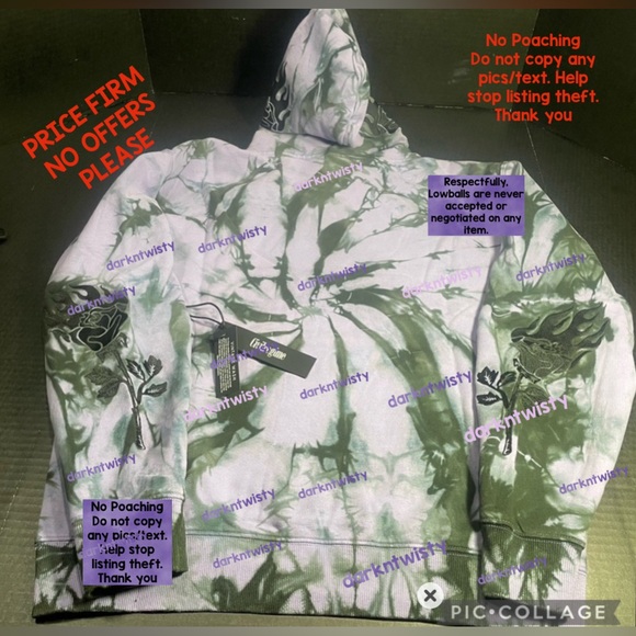 BNWT CIVIL REGIME BLACK ROSE HOODIE LAVENDER DREAM WASH LRG MENS HOODIE UNISEX - Picture 5 of 15